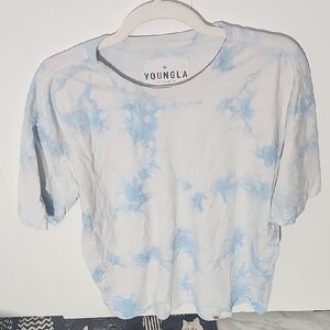 YoungLA Short Sleeve Tie-Dye Tee - Sky Blue and White